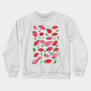 Watercolors strawberries - red and green Crewneck Sweatshirt